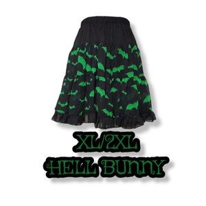 XL/2XL Hell Bunny Tutu bat mini skirt ruffle bow black green
